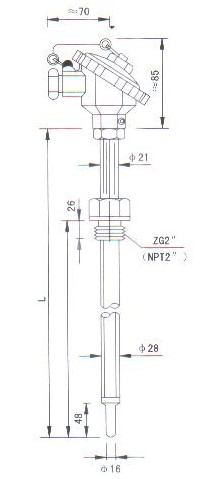 煙道、風道熱電偶（熱電阻）産(chan)品結構圖