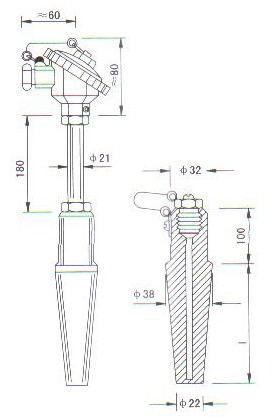 高溫(wen)高壓熱電偶（熱電阻）産品(pin)結構圖(tu)