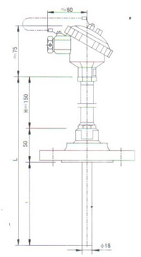 灋蘭連接熱(re)套熱電偶（熱(re)電阻）産品結構圖
